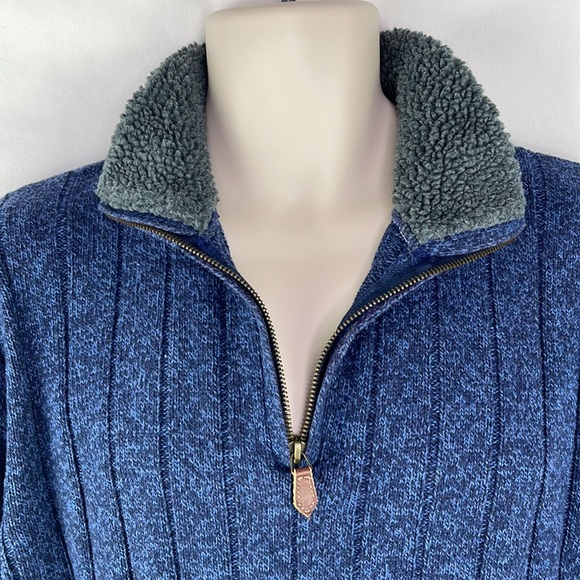 Oscar De La Renta Blue Sweater Fleece Collar - Picture 3 of 8